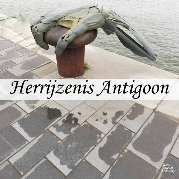 Kunstwerk Herrijzenis Antigoon - hand aan het Havenhuis - titel